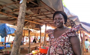 Mary, Theresa’s language helper, at her table in the Mundri market. | Photo by Will and Theresa Reed