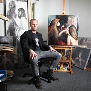 Painter Erik Probst in his studio. | Photo by Andrew Grodner
