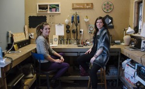 Jewelers Jenn Matthews, left, and Jessica Miller in their studio, Galactic Merkaba. | Photo by Natasha Komoda