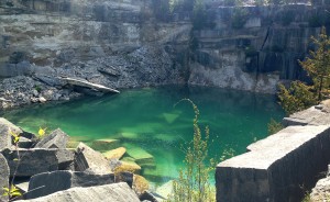 June is Indiana Limestone Month. To celebrate, there are three local quarry tours, including Furst Quarry, pictured here. | Photo by Teal Strabbing, Visit Bloomington