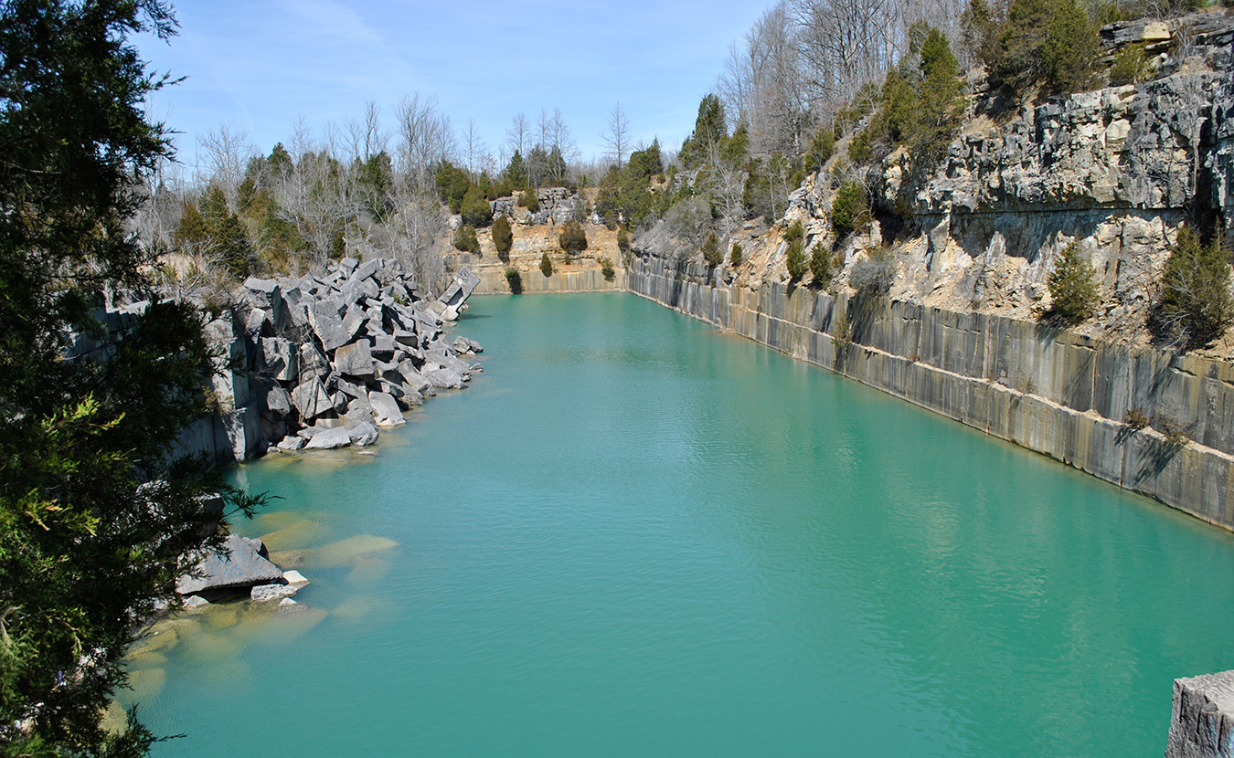 Rooftop Quarry, shown here prior to this new effort, has been an iconic place for swimming, but it is on private land. Trespassing isn’t just a liability for the company or an inconvenience for company personnel, Nathan Waterford, director of environmental health and safety, says. The burden spreads to others, as well, and the problem has increased in the past year. | Courtesy photo