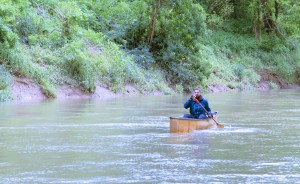 Waterford, pictured here paddling a canoe on on the Blue River, says getting on the water doesn't have to be an expensive or extensive process. | Photo by Limestone Post