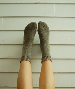 Lindsay's first pair of "slightly imperfect but totally lovable" socks complete. | Photo by Lindsay Welsch Sveen