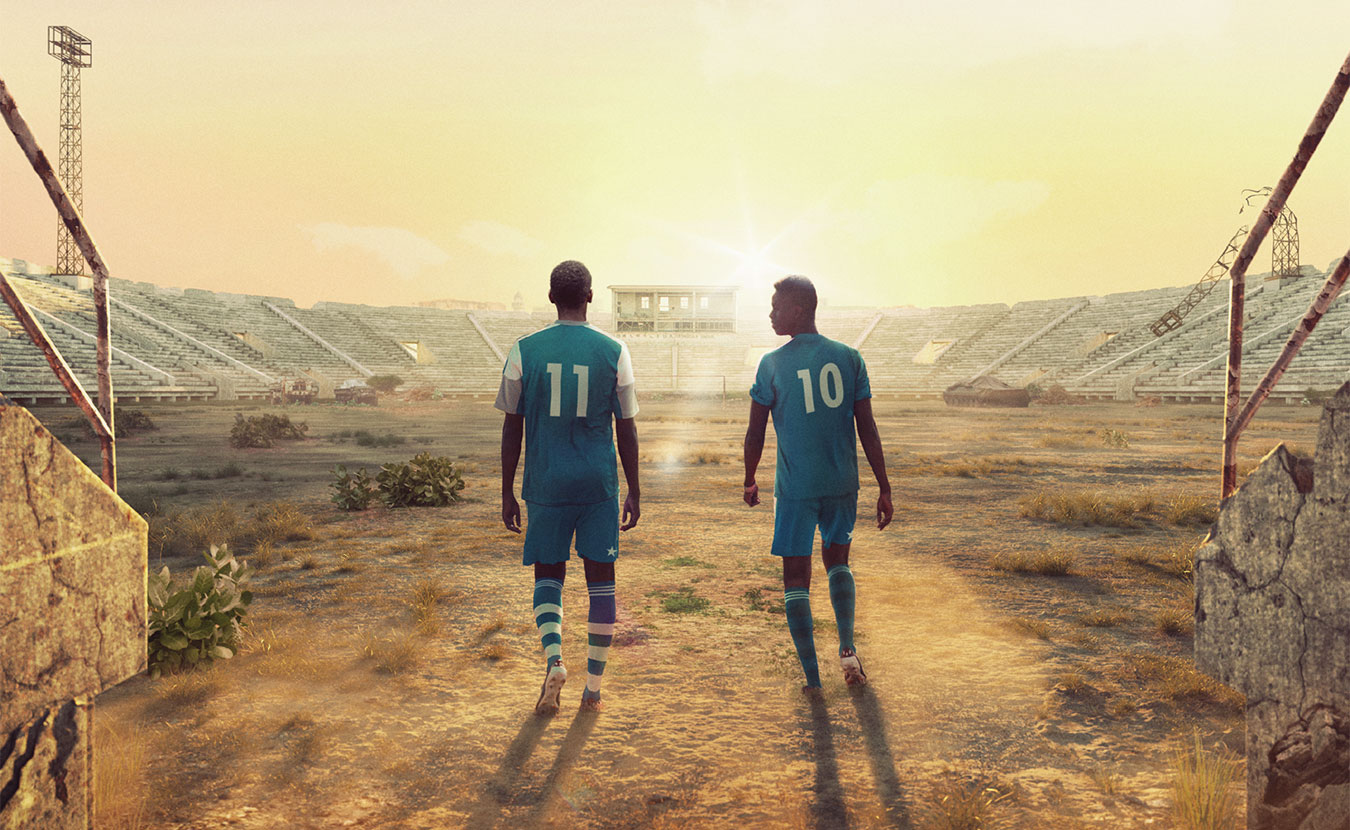 The film "Men in the Arena," showing in Bloomington at the Buskirk-Chumley Theater on October 26, documents two young Somalis who play on the national soccer team of their war-torn country. | Image courtesy of "Men in the Arena"