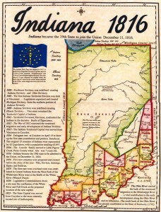 A map of Indiana when it became a state in 1816. | Photo courtesy of Indiana Historical Bureau