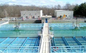 Two sediment basins at the Monroe Water Treatment Plant near Lake Monroe, Bloomington's water source. Journalist Michael Glab looked into reports about contaminants in Bloomington’s water supply and discovered that drinking any water is a gambler’s game. | Courtesy photo