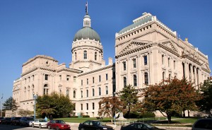 Indiana Statehouse in Indianapolis. Indiana University political scientist Luke Wood looks at a potential clash between a more moderate Indiana Republican party and the Trump administration, on both economic and social concerns. | Photo by Derek Jensen