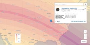 While a partial eclipse will be passing over Bloomington, the total eclipse's path is just a couple hours south of Bloomington. | Illustration courtesy of timeanddate.com
