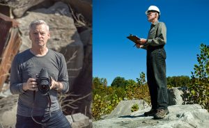 Wolin, left, and Sanders have returned back to the quarries 30 years later. | Photo left by Kevin Mooney, Photo right by Jeffrey Wolin