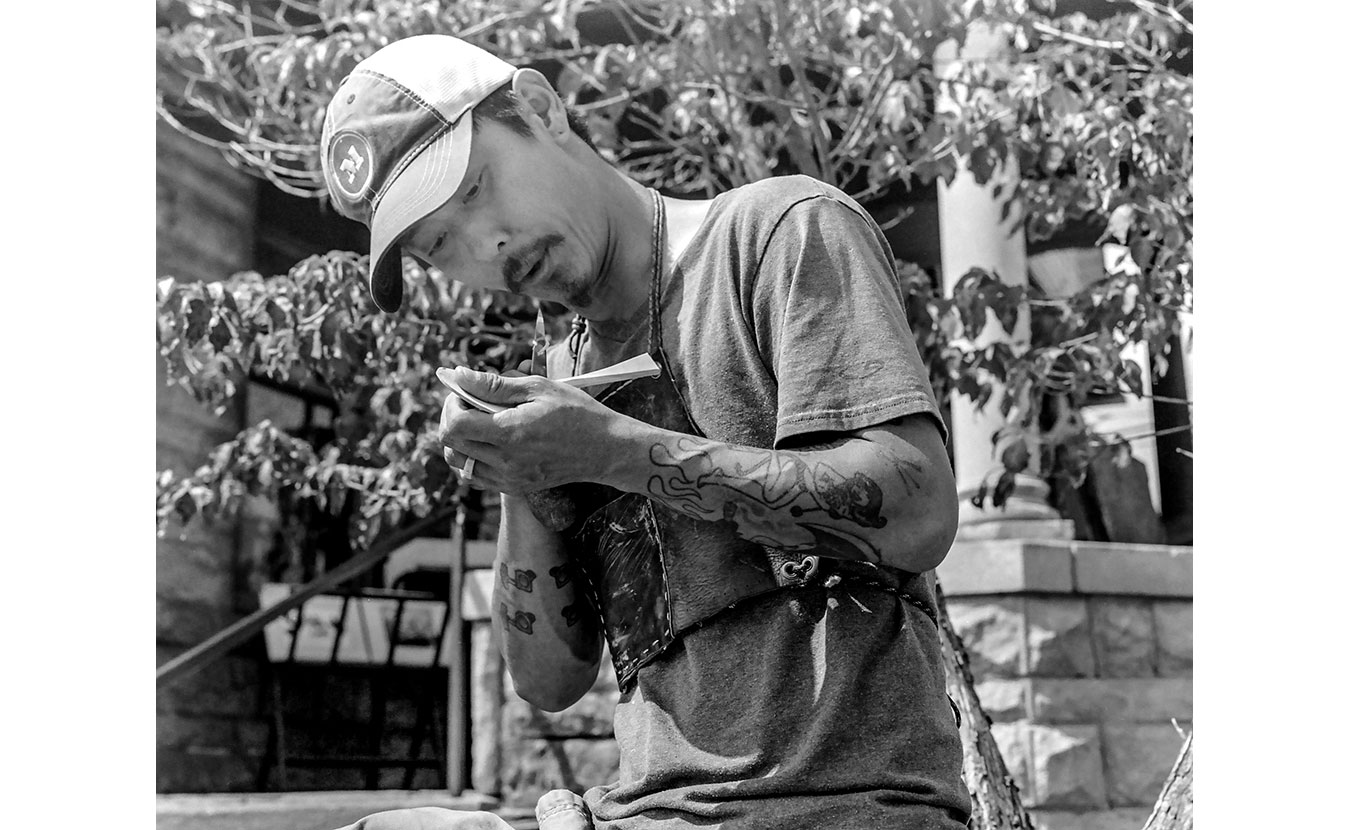 Woodworking artist Kyle Pearson demonstrates his craft at the 4th Street Festival of the Arts and Crafts. | Photo by Adam Reynolds