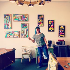 LP has a beautiful office on the square filled with abstract art by local painter Carrie Markey.