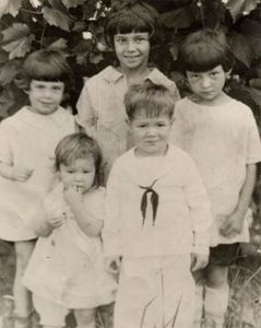 The Peacock children around the time when they were headed to the orphanage: (clockwise from left) Dot, Shirley (age 8), Georgia, Donald, Roberta. | Courtesy photo