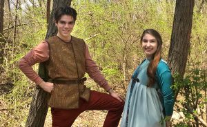 Robin Hood (Devin May) and Maid Marian (Courtney Relyea-Spivack).