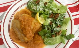 While Ruthie Cohen's mother always kept a tin of dry mustard in the cupboard, Ruthie didn’t acquire a taste for the “nasty condiment” until years later. Now she uses it frequently in dishes such as her Middle Eastern–style Chicken in Mustard Sauce and Romain and Walnut Salad (both pictured here). | Photo by Ruthie Cohen