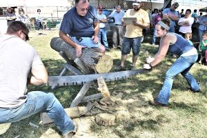 Attendees participate in a Lanesville crosscut sawing contest in 2016. | Photo courtesy of the Lanesville Heritage Society