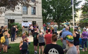 Hollett says, "Bloomington is rife with evidence that recent economic decisions may be harmful to any number of people." This includes resistance to harm-reduction initiatives in the wake of the opioid epidemic. Pictured here are folks attending the 4th Annual Overdose Remembrance and Candlelight Vigil in late August. | Limestone Post