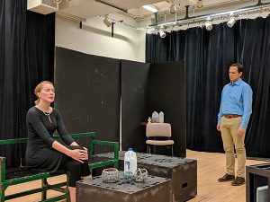Pacenza attended the first full run-through of the emotional play without scripts. The rehearsal was held in a classroom and certain props had stand-ins, such as a milk jug instead of a vase. | Photo by Jennifer Pacenza