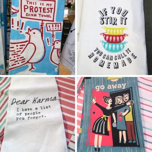 New items also include an assortment of snarky tea towels.