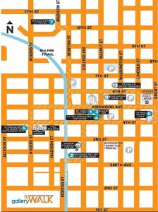 A map of Gallery Walk Bloomington.
