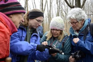 Jill Vance, a naturalist with Monroe Lake and an organizer of WINGS, guides members during an outdoor event. | Courtesy photo