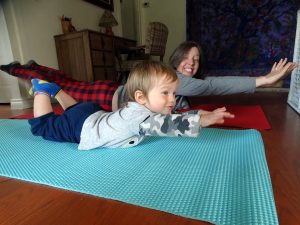 Katie Posey does ‘silly yoga’ with her son. | Photo by Jared Posey