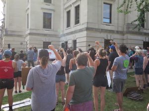 Protesters at the Monroe County Courthouse in downtown Bloomington, July 7. | Limestone Post