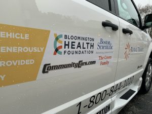 A partnership including Bloomington Health Foundation provided grant funding in 2020 to Area 10 Agency on Aging for a wheelchair accessible van for rural non-emergency medical transportation.