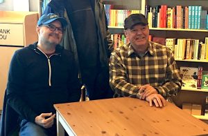 In March, Gurss (left) and Unser greeted fans and signed their book, ’A Checkered Past,’ at Morgenstern Books in Bloomington as part of a book tour throughout Indiana. | Limestone Post