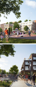Artist renderings of the Hopewell project, as included in the Bloomington Hospital Redevelopment Master Plan Report, January 2021