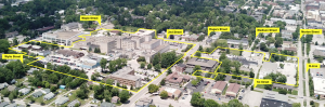 Looking north at the former Bloomington Hospital site, where the Hopewell project is to be developed. | Source: Bloomington Hospital Redevelopment Master Plan Report, January 2021