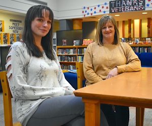 Breanna White (left) is an intern sponsored by Southern Indiana Community Health Care, and Sasha Newland (right) is a social worker at Orleans Jr-Sr High School. | Photo by Jennifer Hall