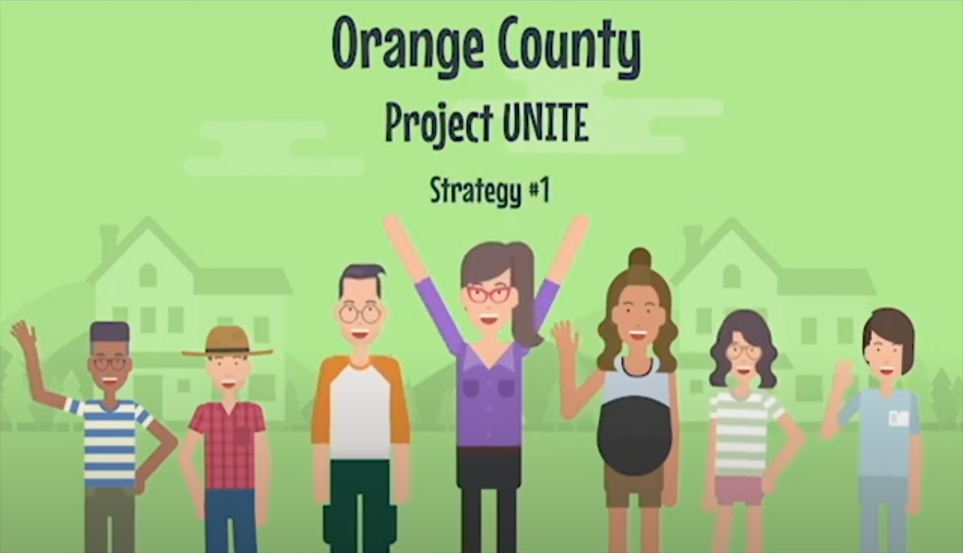 <a href="https://sichc.org/thrive/project-unite/" target="_blank">Click here</a> or on the image above to watch videos for Orange County by Project UNITE (Uncovering New Initiatives for Teen Empowerment) from the Indiana University School of Public Health.