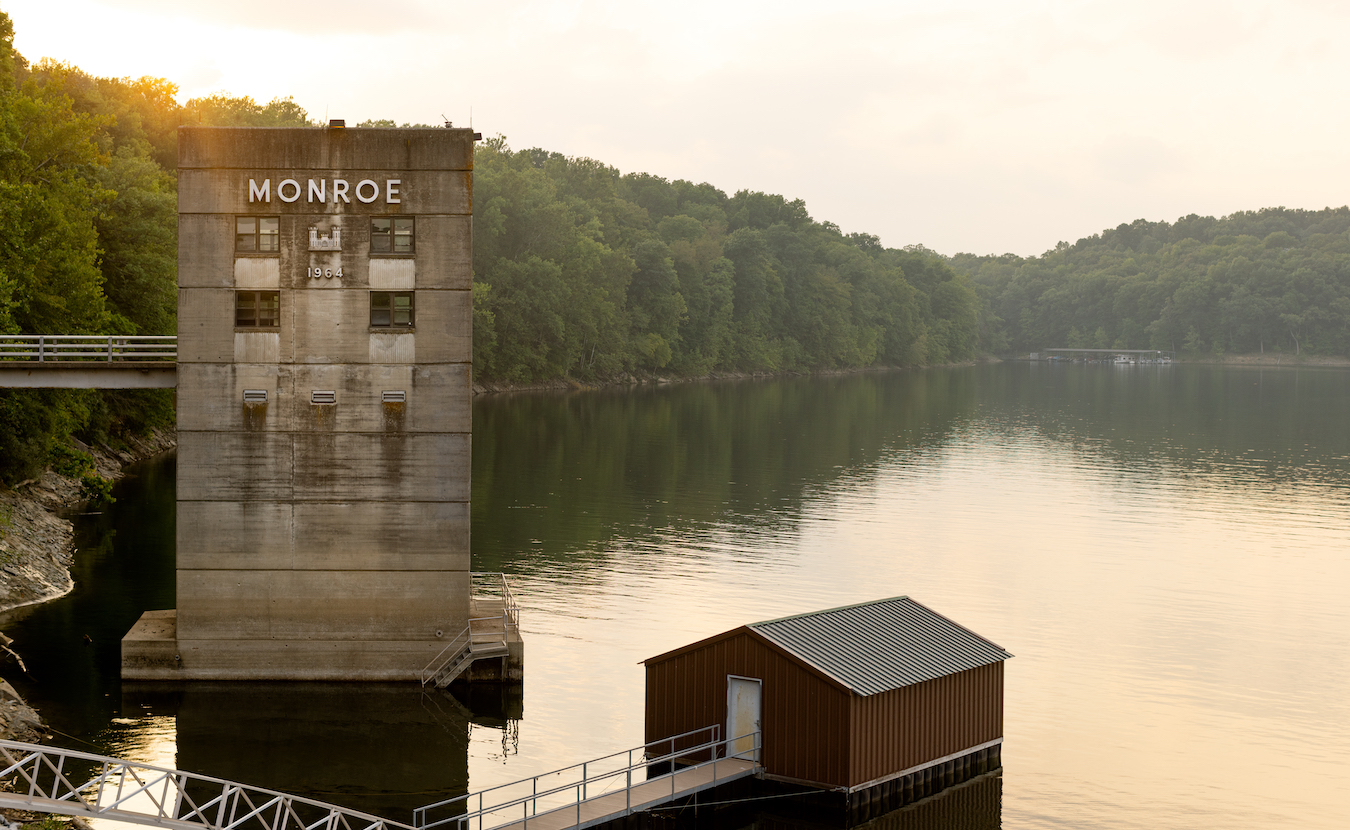The primary reason Salt Creek was dammed in the 1960s was to control floodwaters downstream. While the Monroe Lake Control Tower (above) regulates water flow from the reservoir through the dam, the rest of Lake Monroe has become a valuable resource for drinking water, recreation, industry, wild habitat, and other uses well beyond its watershed. | Photo by Anna Powell Denton