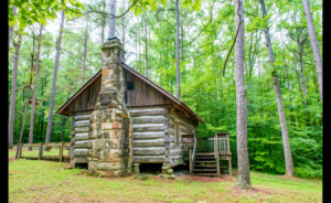 Brooks Cabin, July 2019, Digital image | The 1870s-era Brooks Cabin typifies the more than 80 homes that occupied today’s Deam Wilderness in the late 19th century. Forest Service officials relocated this structure from its original site on the Little Blue River to the Deam’s western edge.