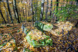 Browning Mountain, November 2018, Digital image | At 925 feet, Browning Mountain is the highest hill in the Hoosier National’s wild complex that includes the Deam, Porter Hollow, and Nebo Ridge. It is nicknamed Indiana’s Stonehenge for the massive stones, some as big as cars, that lie atop the ridge, with no known answer as to how they got there.