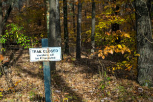 Grubb Ridge Trail, November 2015, Digital image | This old trail off the Deam Wilderness 6.6-mile Grubb Ridge Trail was part of the Hickory Ridge Hiking Trail in the 1970s and ’80s. It wound across Frank Grubb Ridge to Patton Cave and Saddle Creek.