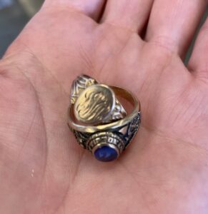 Jacquard will combine these two gold rings at the request of the donor, whose class ring will be “forever connected” to her grandfather’s pinky ring. | Courtesy photo