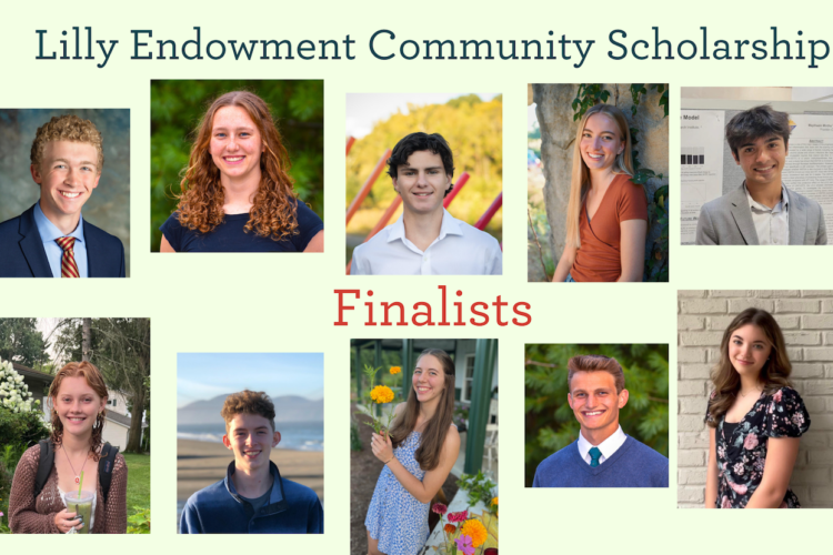 The Lilly Endowment Community Scholarship Program encourages young Hoosier scholars to “engage with each other and with state leaders to improve the quality of life in Indiana.” The ten high school seniors pictured above were named the finalists in Monroe County. (top row, l-r) William Foley, Lucy Tait, Dominic D’Onofrio, Teagan Hanna, Kyle Davis; (bottom row, l-r) Ingrid Pendergast, Dylan Stringer, Anson Reynolds, Joshua Tait, Layla Vamos. | Courtesy photos