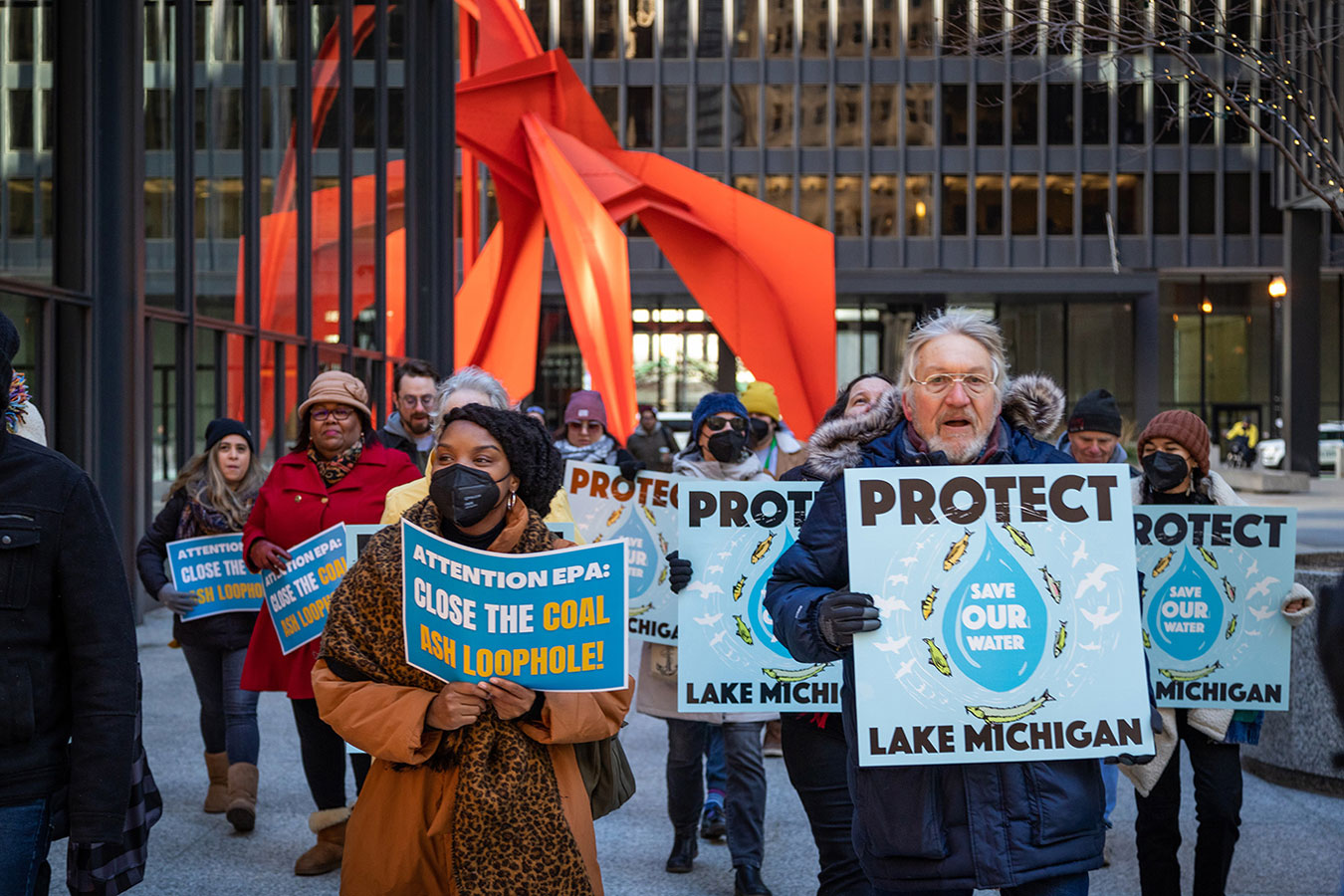 Just Transition Northwest Indiana members delivered a petition with more than 2,000 signatures and a joint letter from 50 organizations in the Great Lakes Region to the EPA Regional Office in Chicago in December 2022. | Photo by Matthew Kaplan