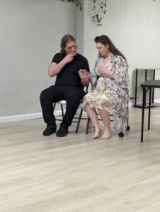 Jeremy J Weber: “Choosing these plays allows us to present themes and stories that will fit into our company mission to make our audiences question what it means to be an observer of these moments of life.” (Above, left, with Dania Leova during a rehearsal) | Photo provided