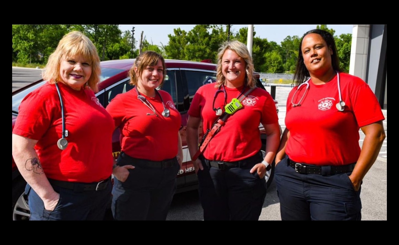 The mobile integrated health program in Monroe County, which works with local health organizations to provide one-on-one care to patients, is part of a nationwide trend to help fill gaps in the healthcare system. Above, community EMTs work in the Bloomington Fire Department’s MIH program (l-r): Trisha Rademachir, Lily Blackwell, Shelby VanDerMoere (program manager), and Amber Stewart. Not pictured is newest MIH Daniel Stidd. | Photo provided by Shelby VanDerMoere