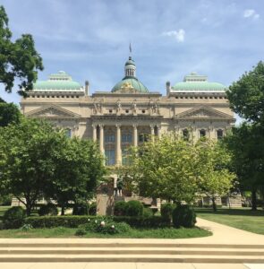 Indiana legislators have passed measures in the past three years that significantly roll back wetland protections. Above, the Indiana Statehouse in Indianapolis. | Limestone Post