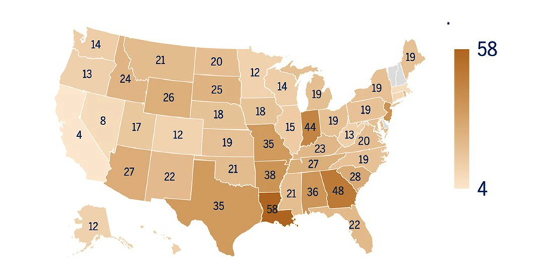 2022 U.S. maternal mortality rates per 100,000 live births. | Source: Indiana University Public Policy Institute, Center for Research on Inclusion and Social Policy; World Population Review