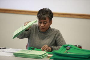 Nicole Browne, Monroe County clerk, counts provisional ballots at the Monroe County Election Board on November 18, 2022, in Bloomington. | Photo by Jeremy Hogan/The Bloomingtonian