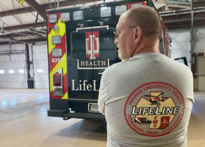 Dave Frensemeier in the garage of the Brown County Ambulance Base. | Photo by Christine Brackenhoff