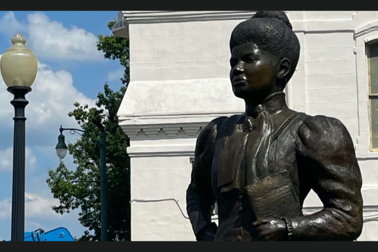 Ida B. Wells was a writer, editor, activist, and co-founder of the NAACP. This statue of her was erected in 2021 in Memphis, Tennessee, adjacent to the Beale Street Baptist Church where she published a newspaper in the late 1800s. | Photo by Southern Hollows/S. Liles, CC-BY-SA-4.0