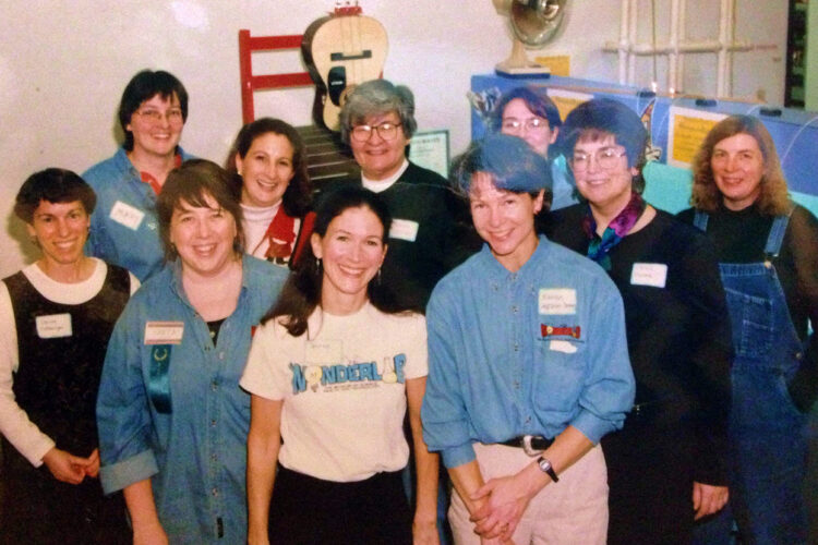 In 1994, a group of Bloomington women conducted a homegrown experiment to create a new science playground for children. Today, WonderLab Museum of Science, Health & Technology has become a success story far beyond what many could have imagined. (above) WonderLab staff at the museum’s original location in the Wicks Building on the downtown square (clockwise from far left): Louise Schlesinger, Mary Sommers, Colleen Couper, Karen Stucky, Erin Gerecke, Catherine Olmer, (unidentified), Karen Jepson-Innes, Jeanne Gunning, Greta Faroute | Photo by Melinda Seader